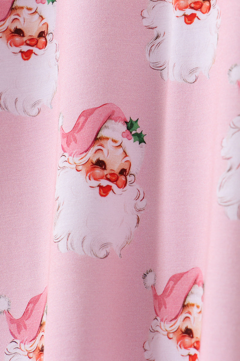 Pink santa claus bamboo pajama set
