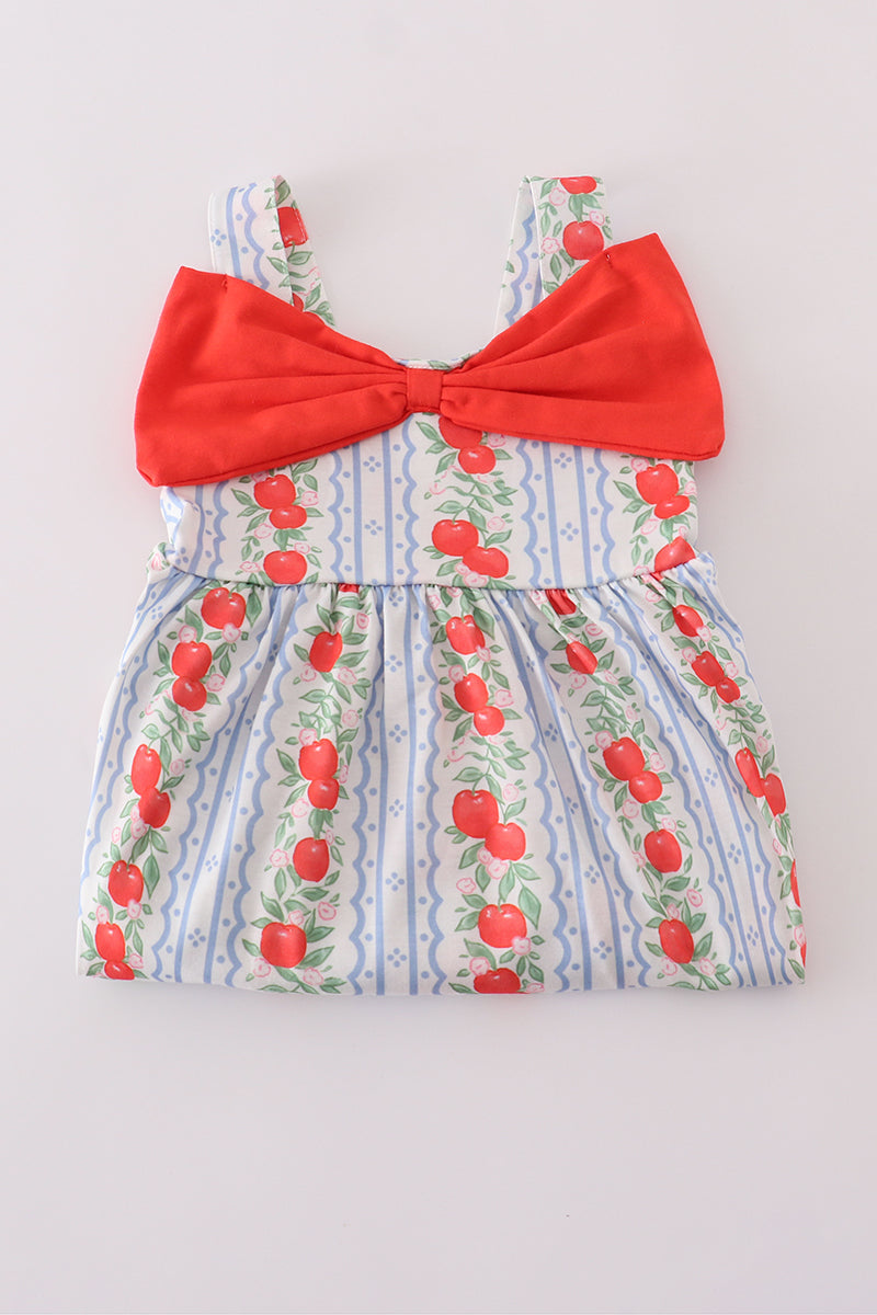 Apple print bow dress