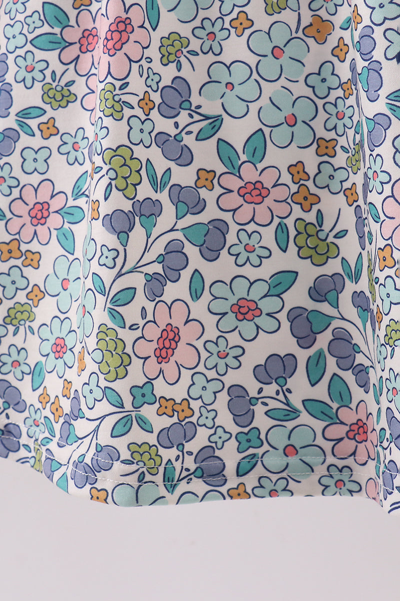 Blue floral blessed embroidery dress
