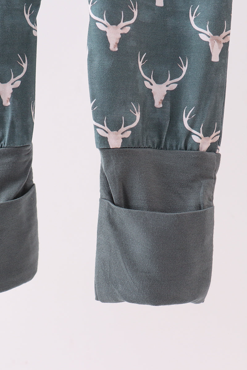 Premium forest reindeer print bamboo romper