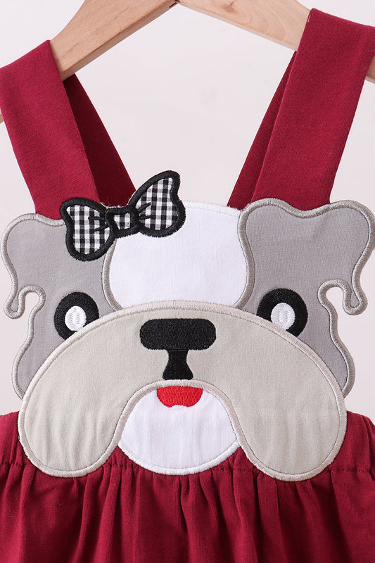 Premium Maroon Georgia bulldog applique dress