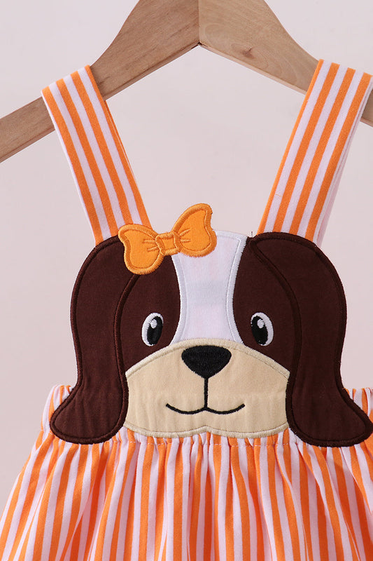 Premium orange Tennessee puppy applique dress