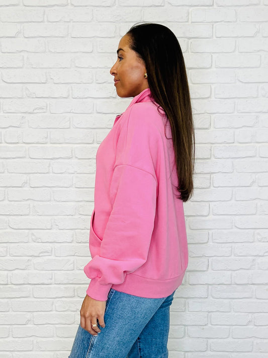 Bonbon Delight Half Zip Pullover in Pink