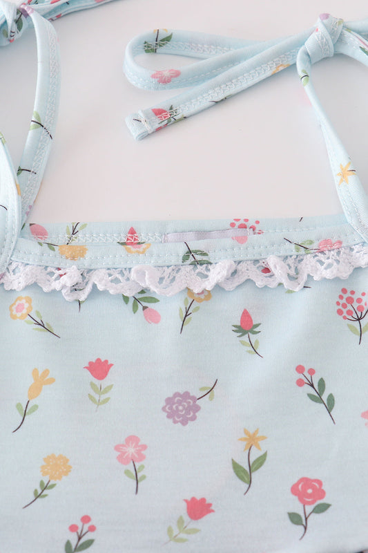 Blue floral ruffle dress