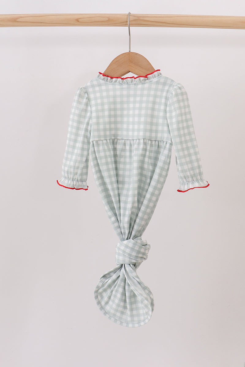 Sage ribbon bow gingham gown
