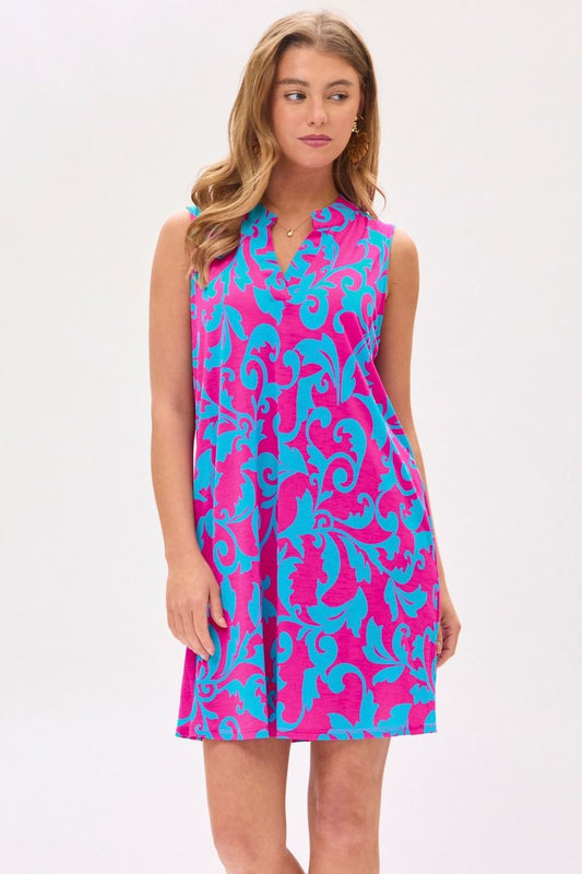 Dear Scarlett Lizzy Tank Dress in Magenta Teal