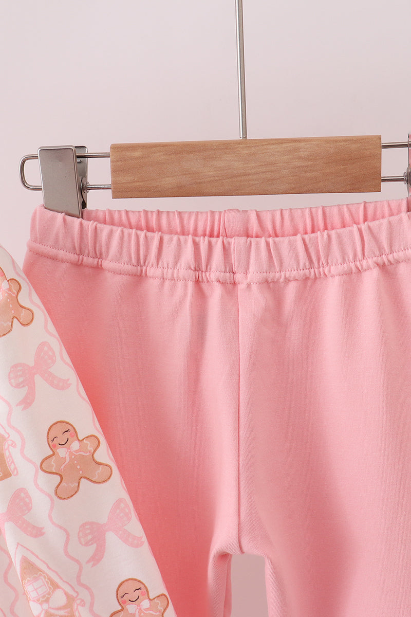 Pink gingerbread embroidery ruffle set