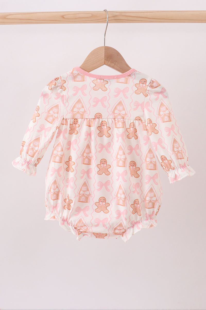 Pink gingerbread embroidery ruffle bubble