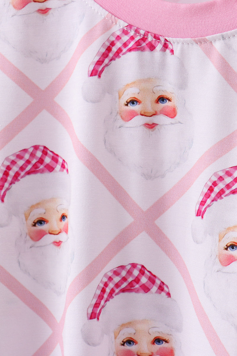 Pink santa claus bamboo pajamas set