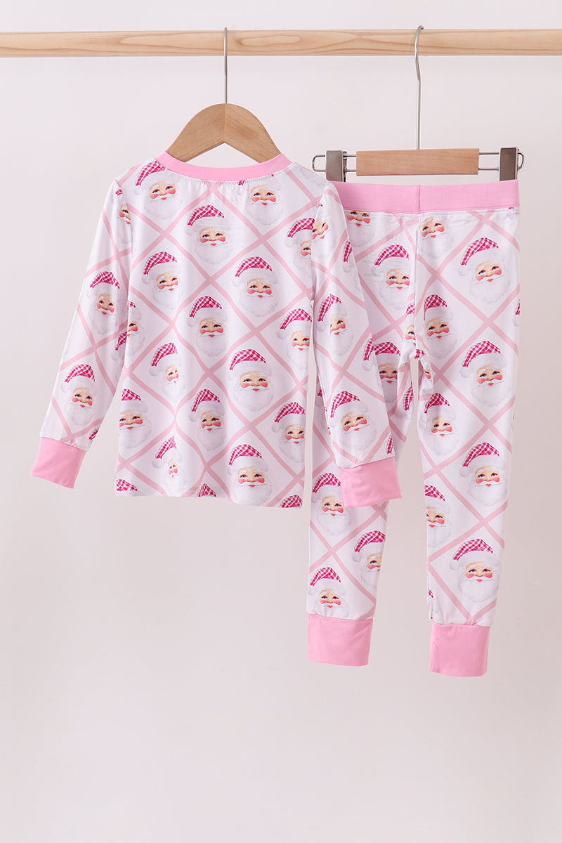 Pink santa claus bamboo pajamas set