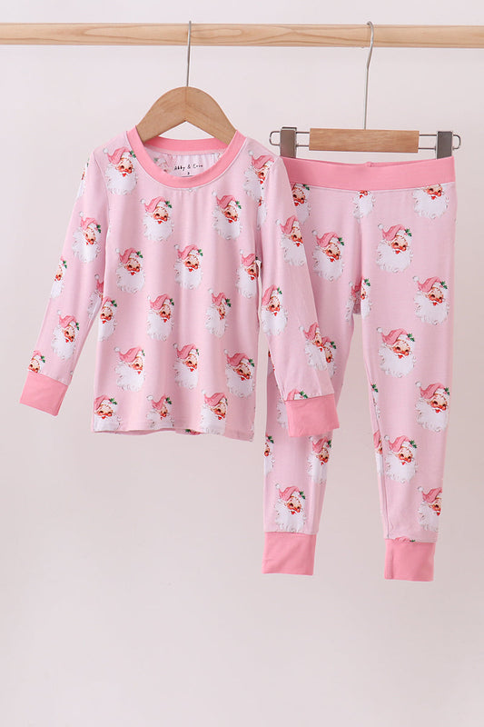 Pink santa claus bamboo pajama set