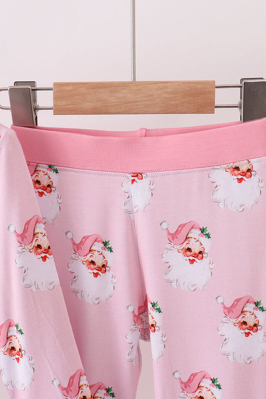 Pink santa claus bamboo pajama set