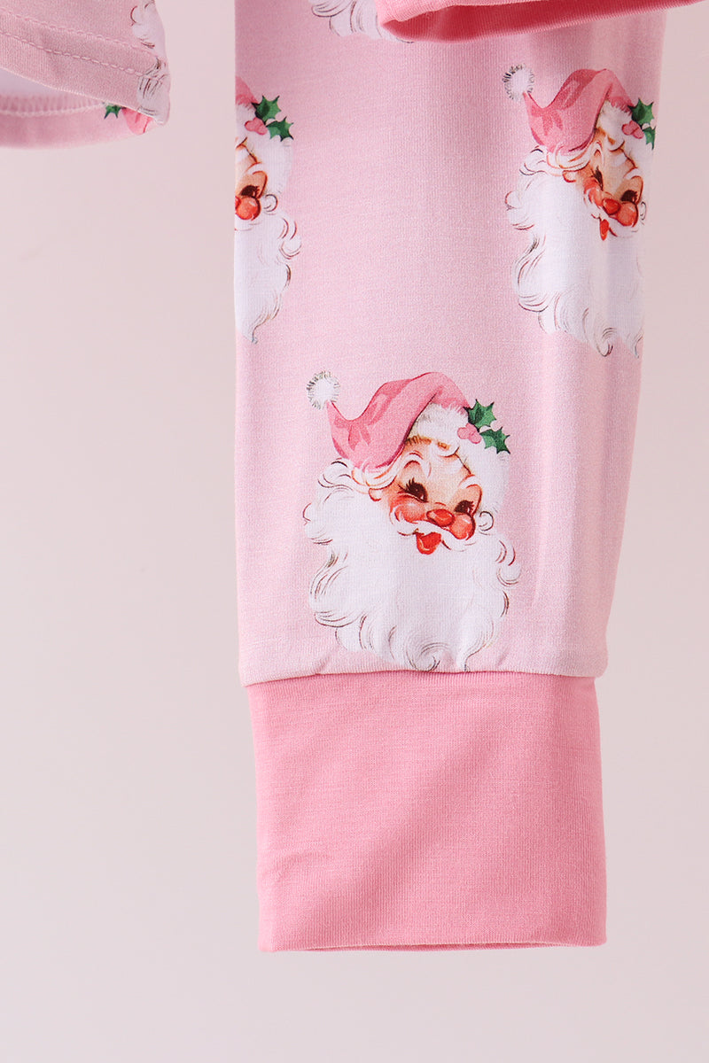 Pink santa claus bamboo pajama set