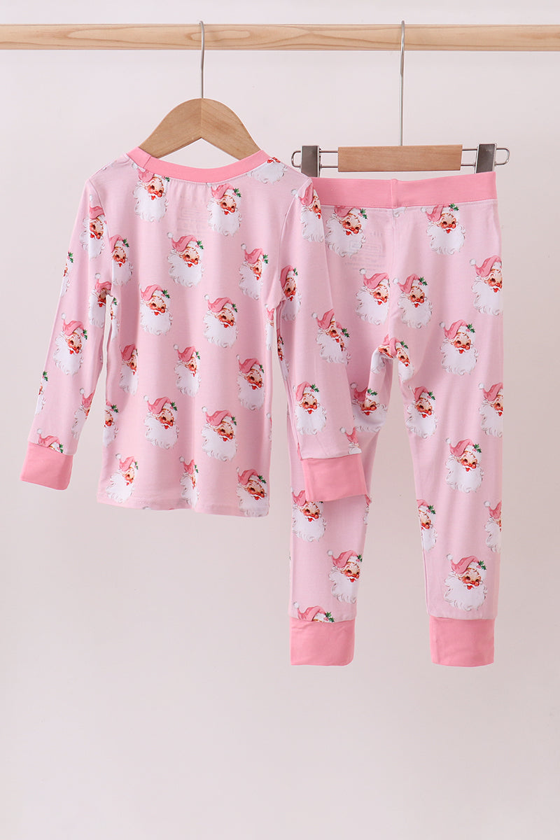 Pink santa claus bamboo pajama set