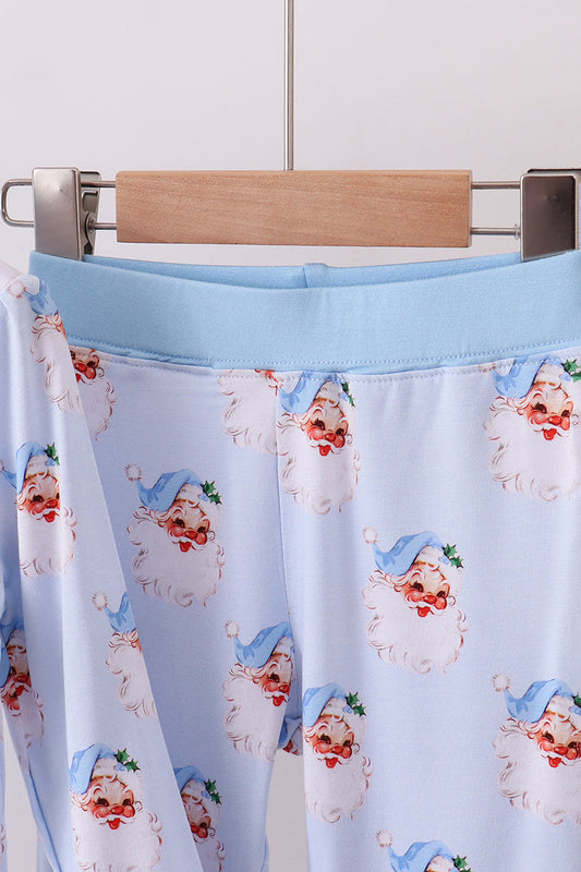 Blue santa bamboo pajama set