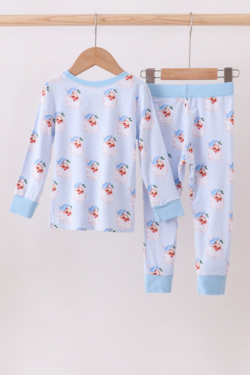 Blue santa bamboo pajama set
