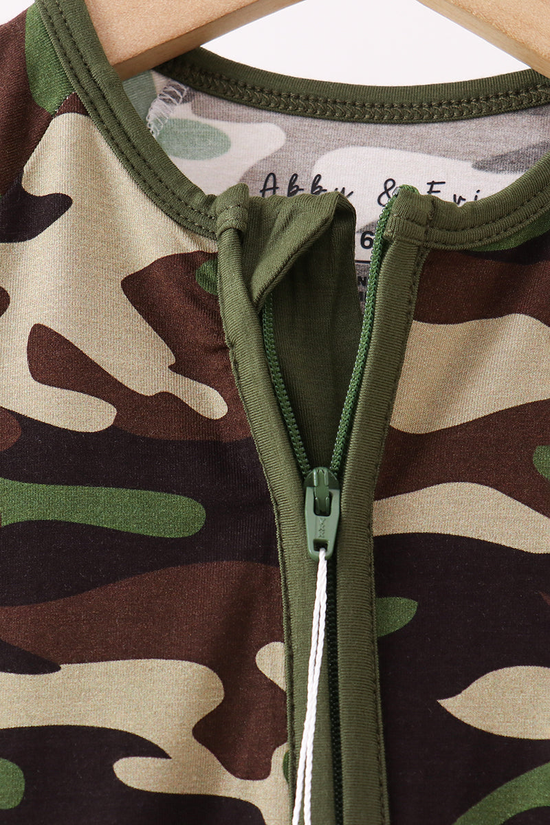 Classic Camo bamboo zipper romper
