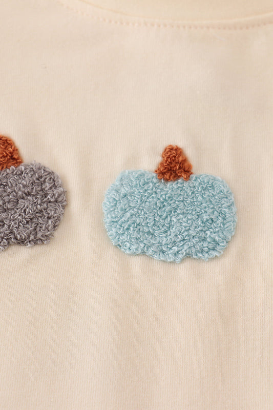 Neutral plaid french knot shorts set