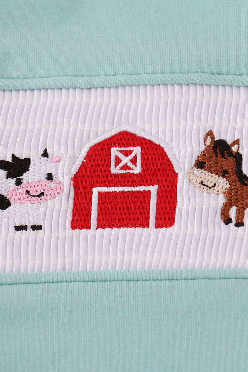 Red farm smocked pants set