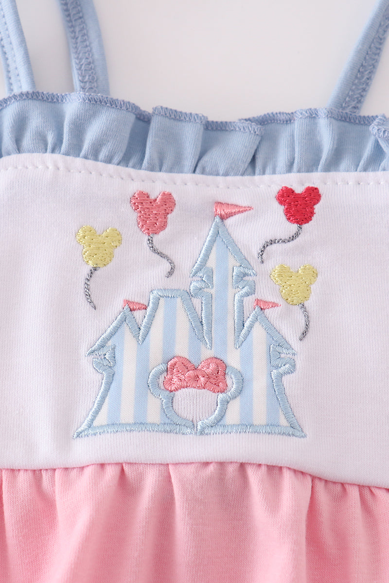 Pink castle applique ruffle bubble - 3M