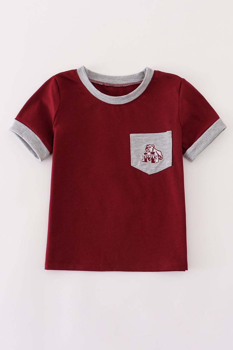 Maroon Mississippi embroidery top