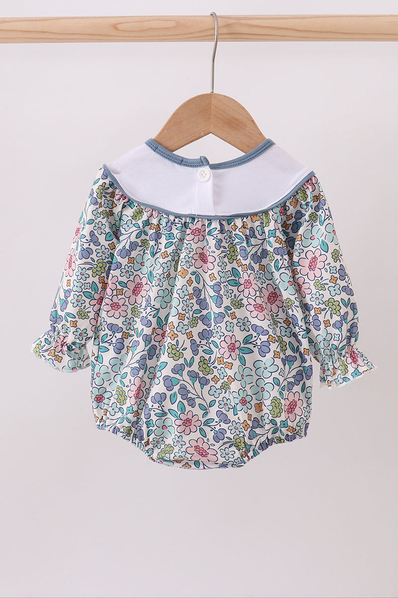 Blue floral blessed embroidery bubble