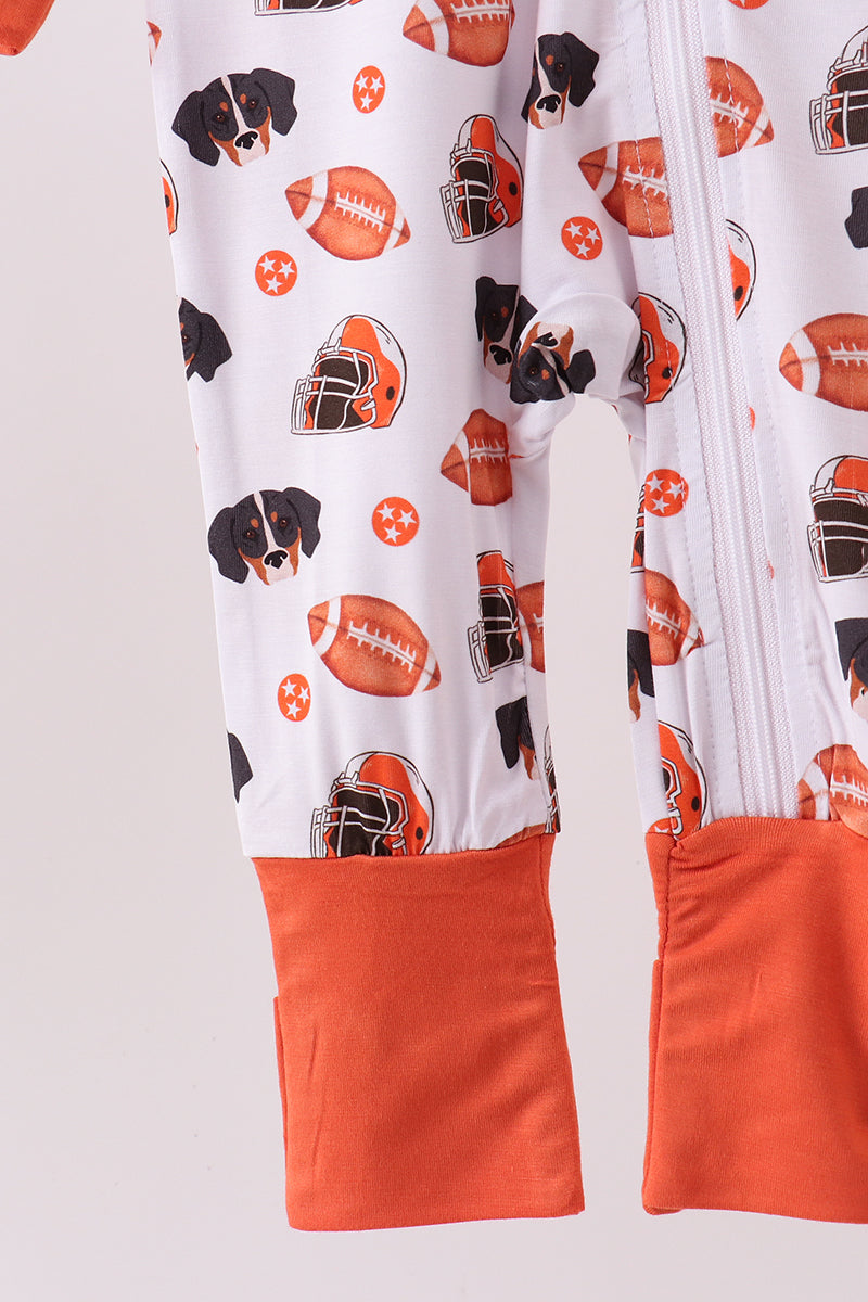 Premium orange Tennessee print bamboo romper