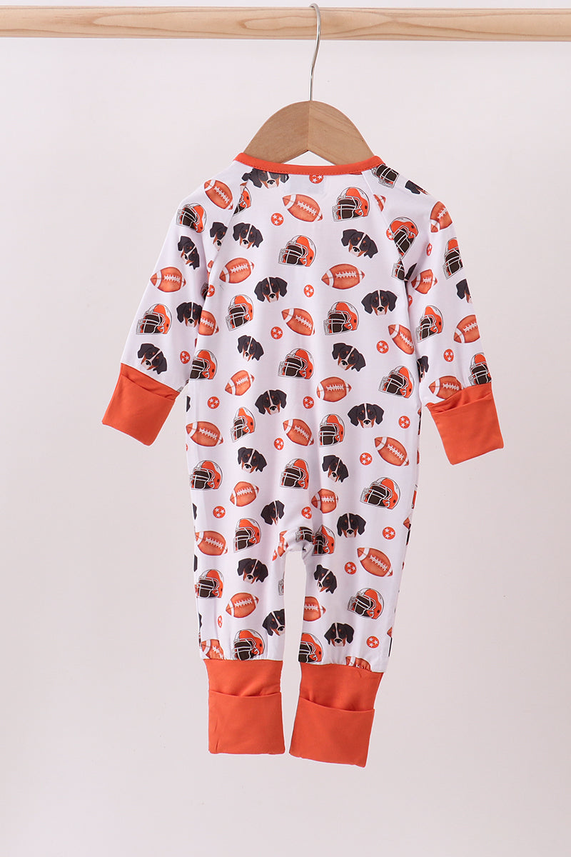 Premium orange Tennessee print bamboo romper
