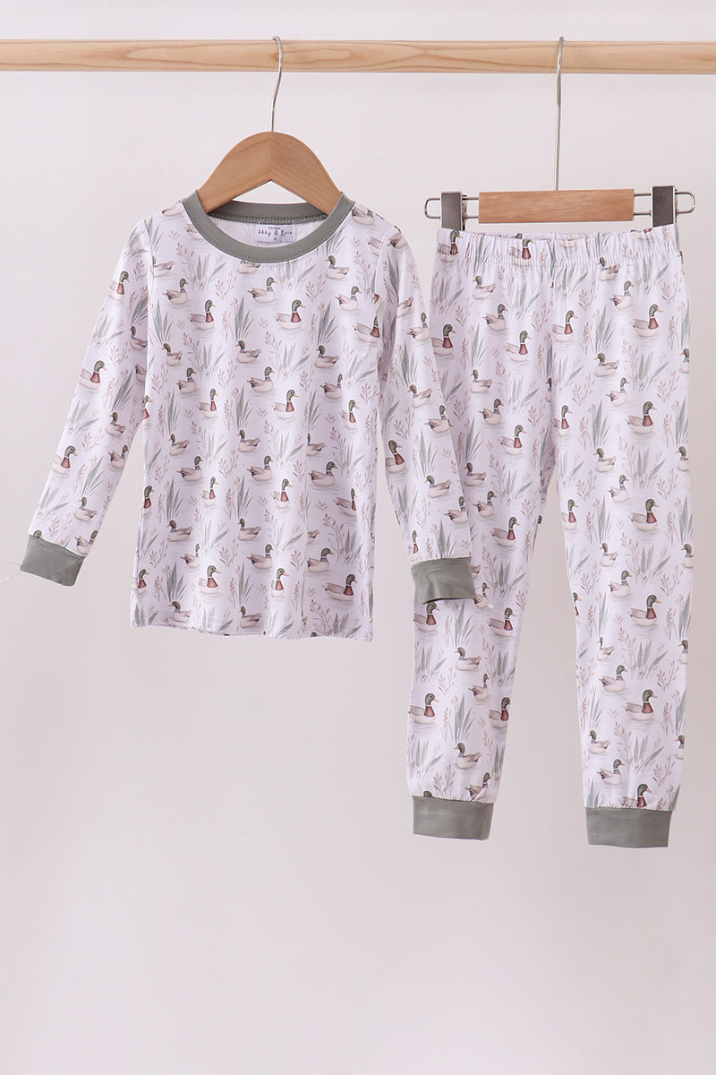 Premium green mallard print bamboo pants set