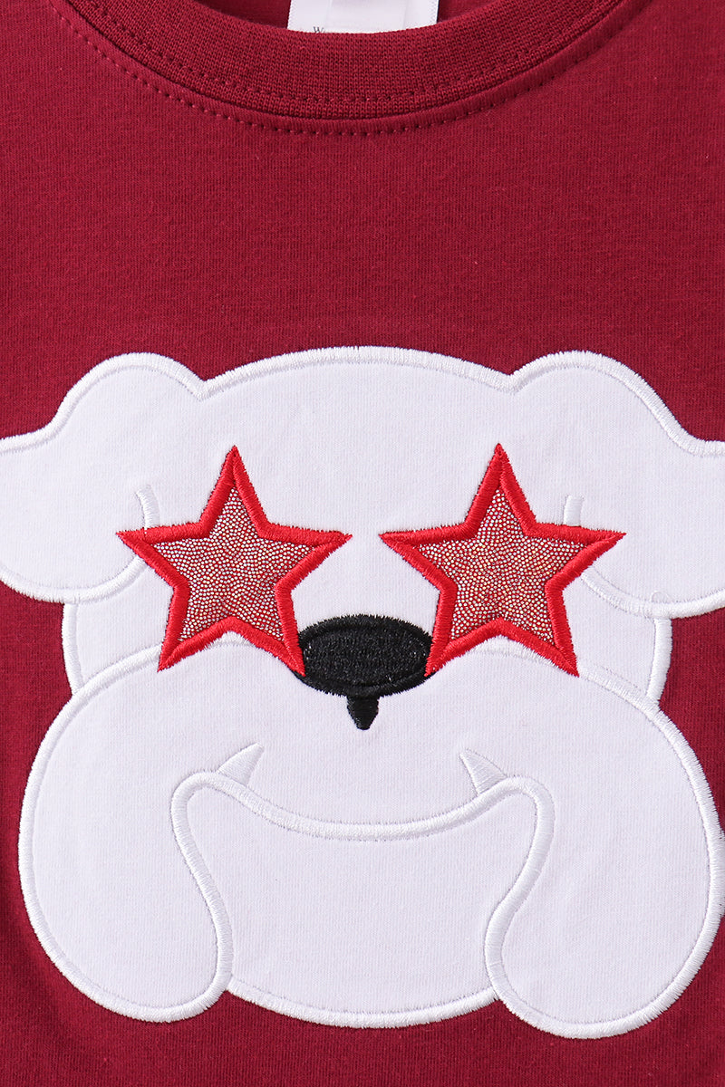 Premium Maroon Georgia bulldog applique top