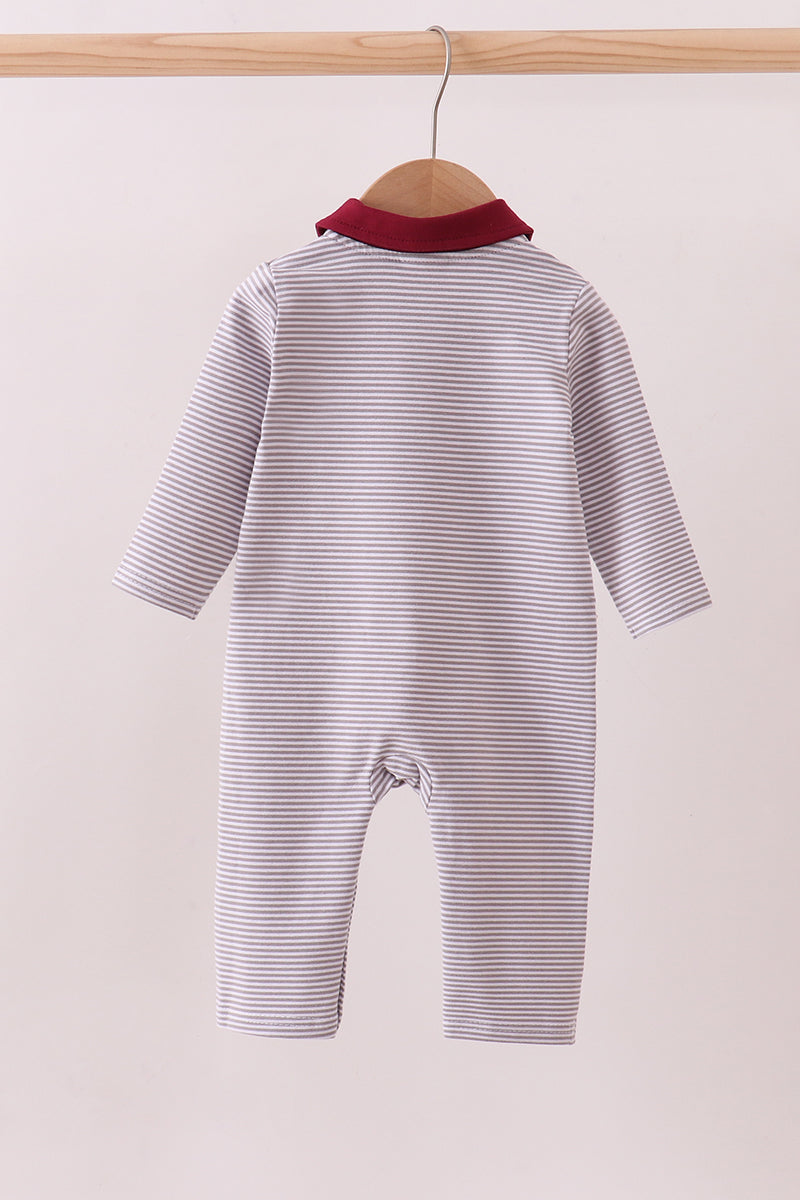 Premium Maroon Georgia bulldog embroidery romper