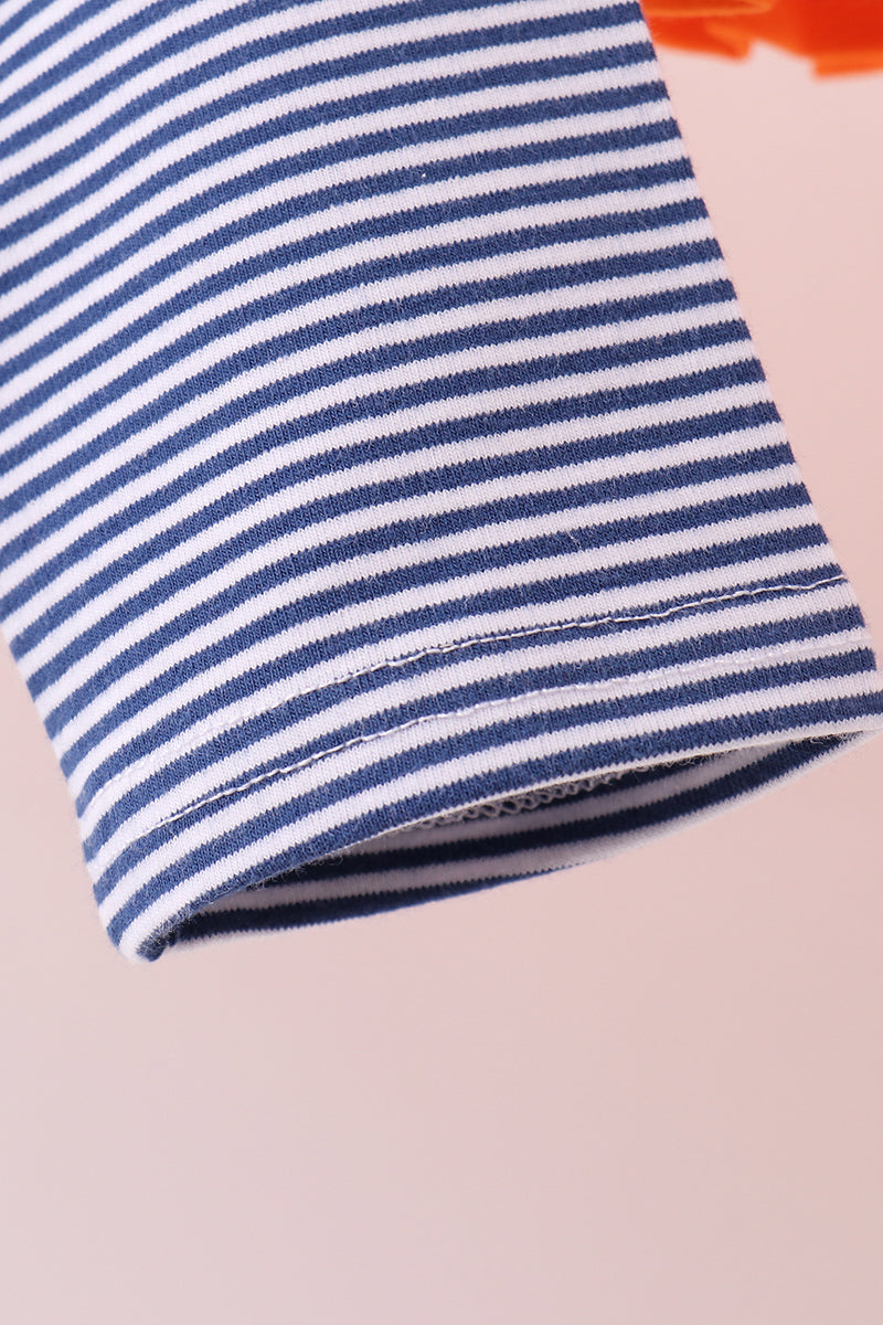 Premium Orange Clemson stripe football embroidery skorts set