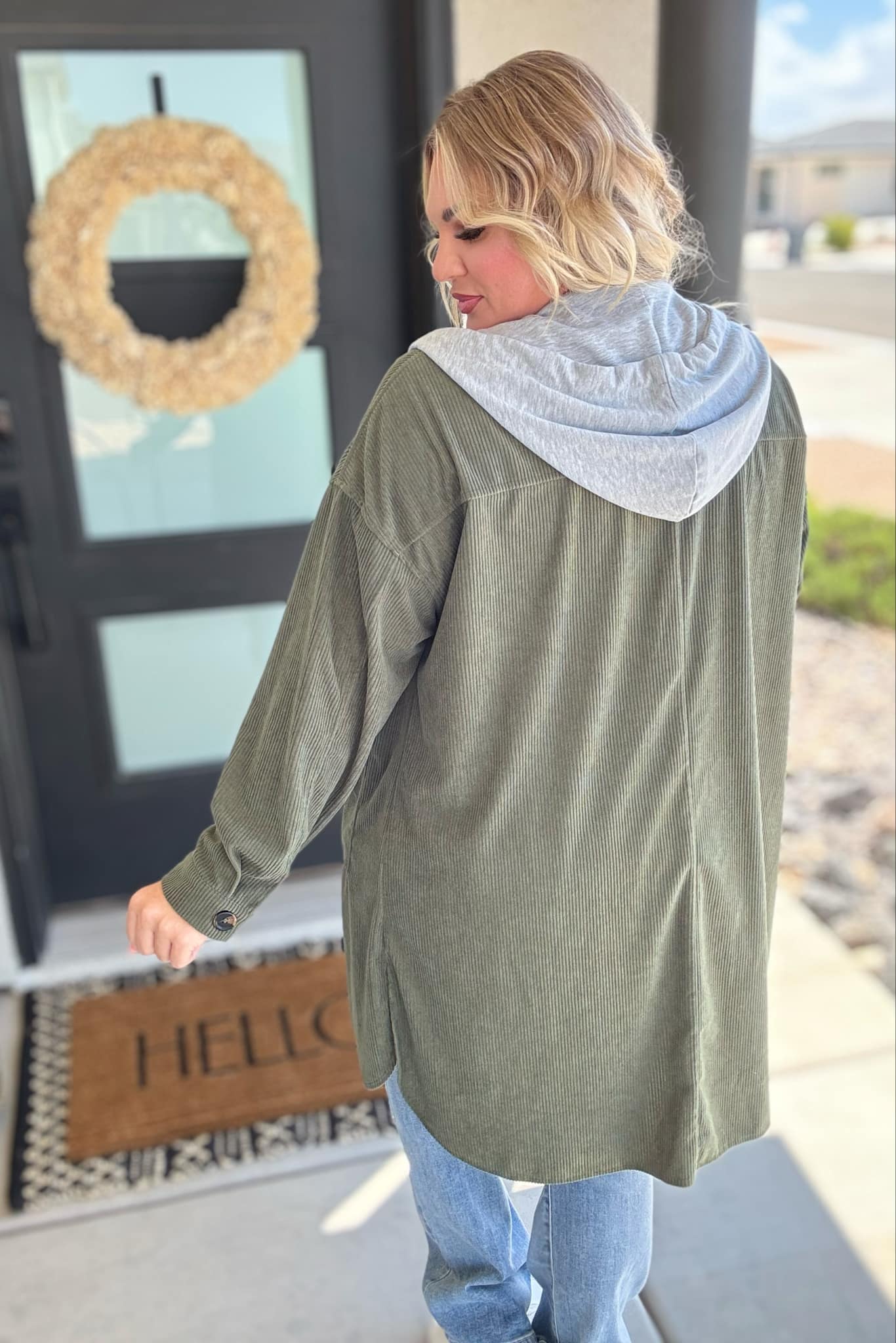 Hooded Corduroy Shacket in Two Colors