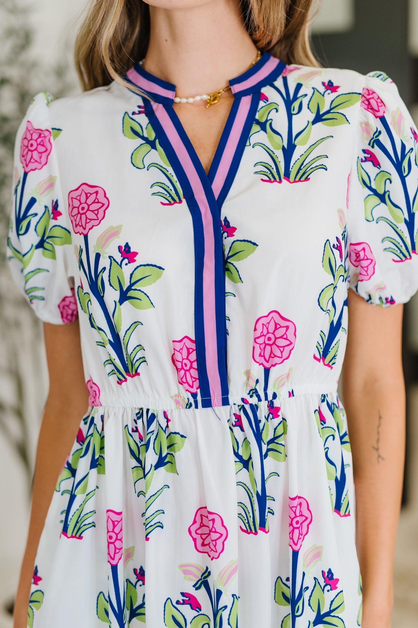 PREORDER: Boho V-Neck Balloon Sleeve Dress in Floral Print