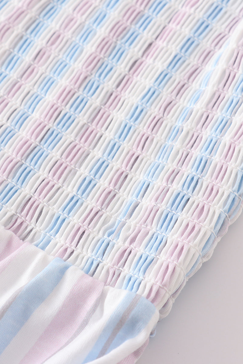 Crab french knot stripe smocked dress