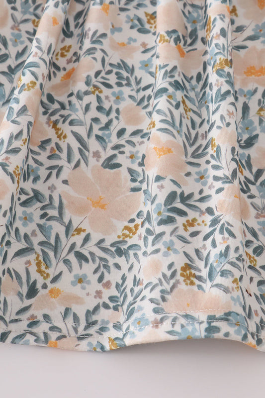 Fall floral print ruffle pants set