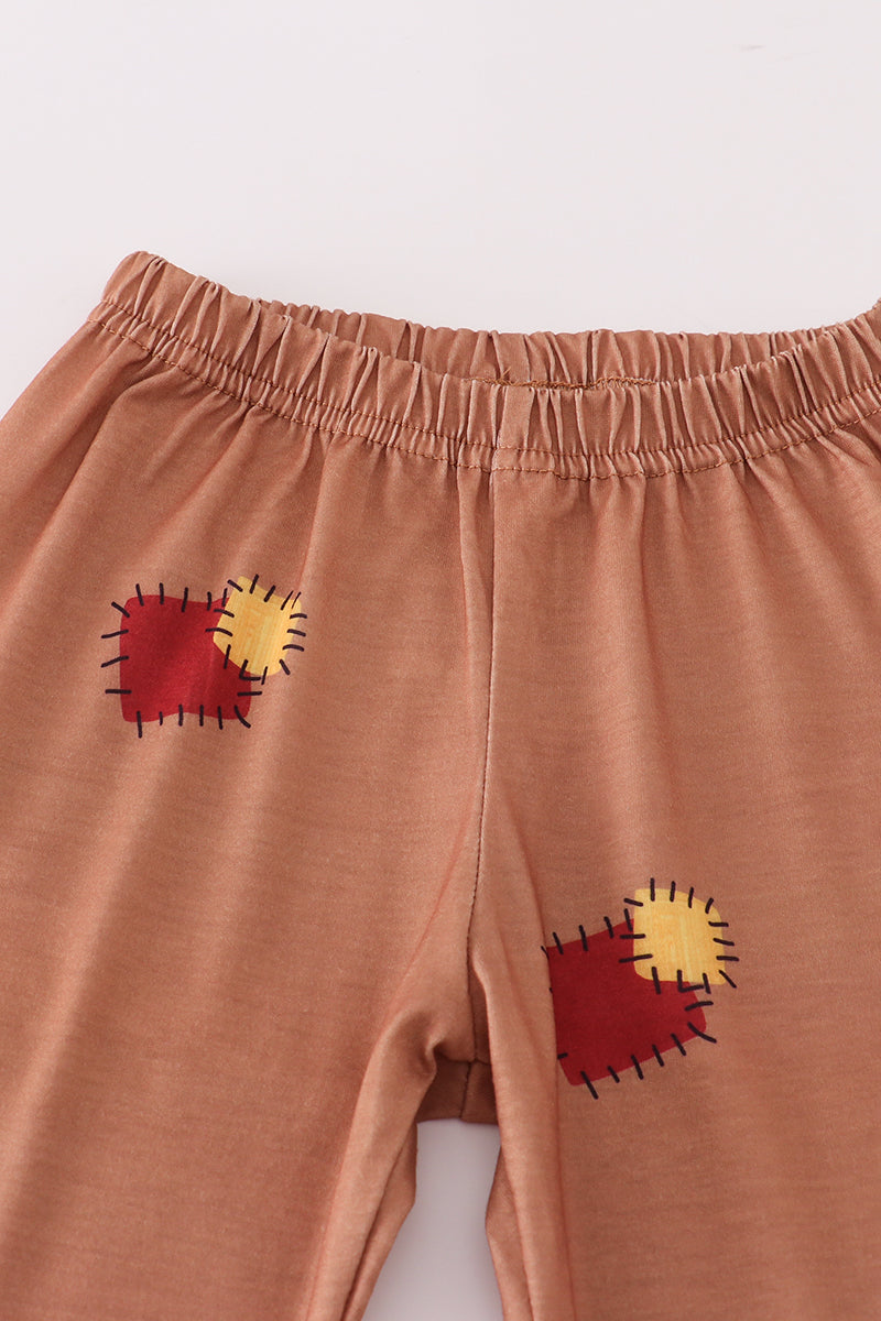 Navy scarecrow applique pants set