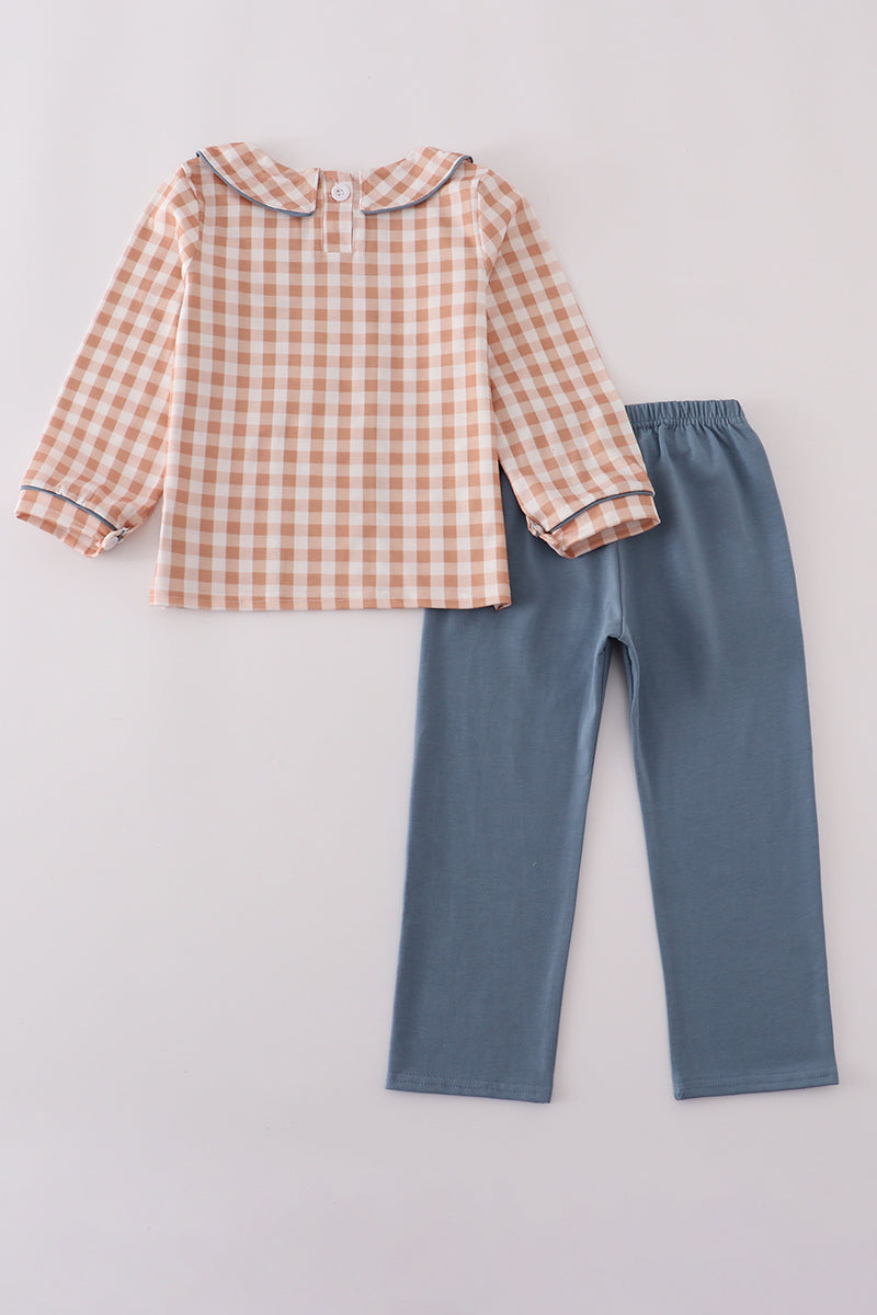 Orange gingham pants set