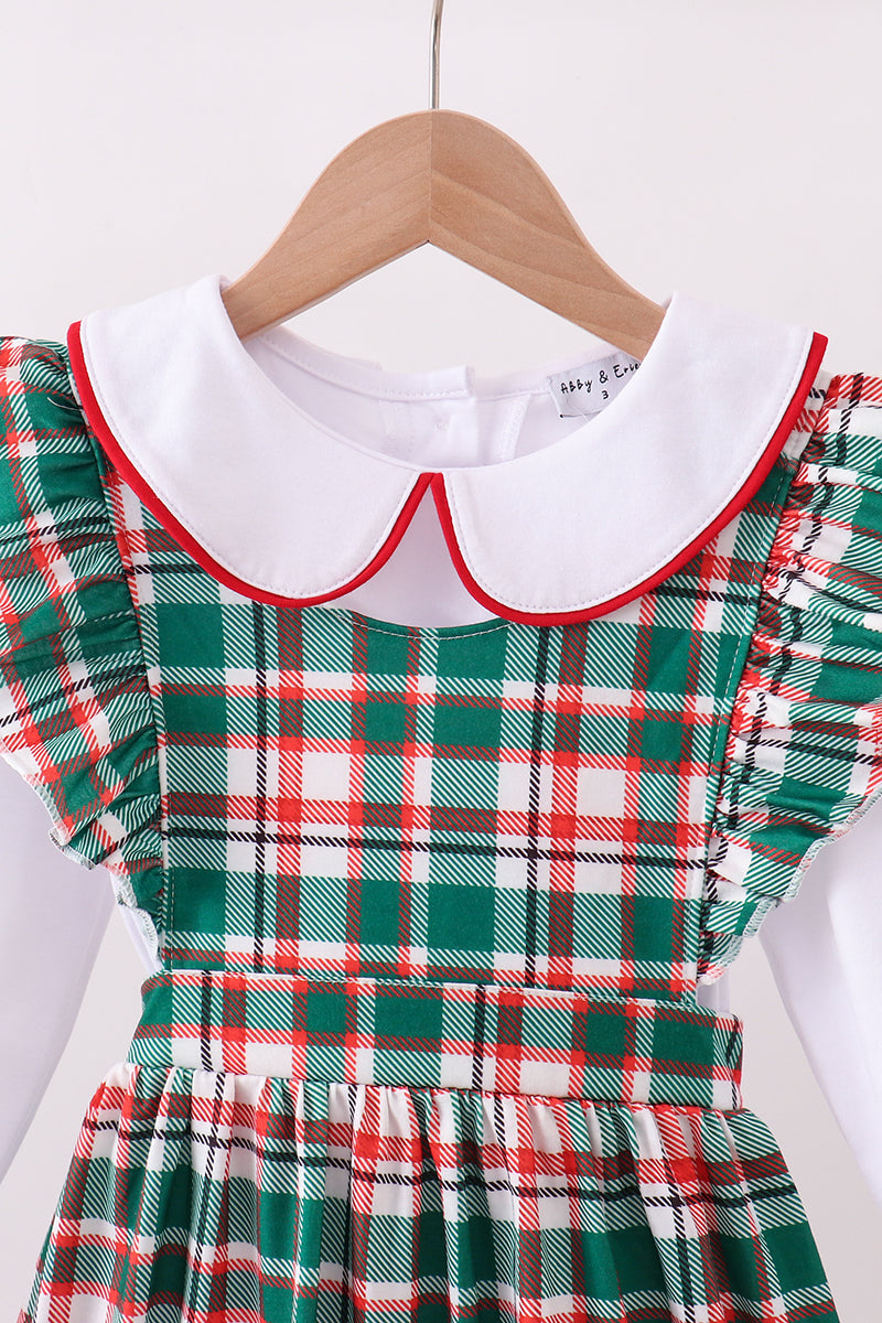 Green plaid ruffle 2pc set