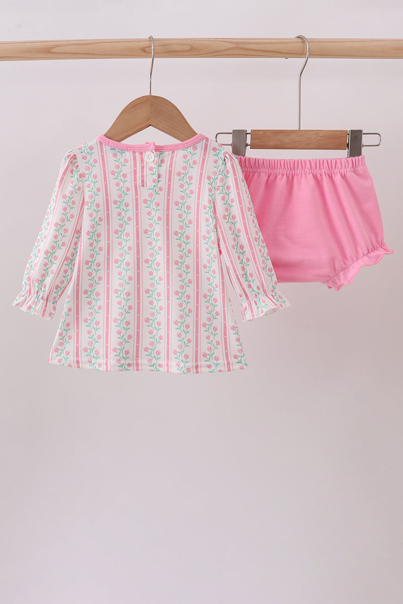 Floral tulip ruffle bloomer set