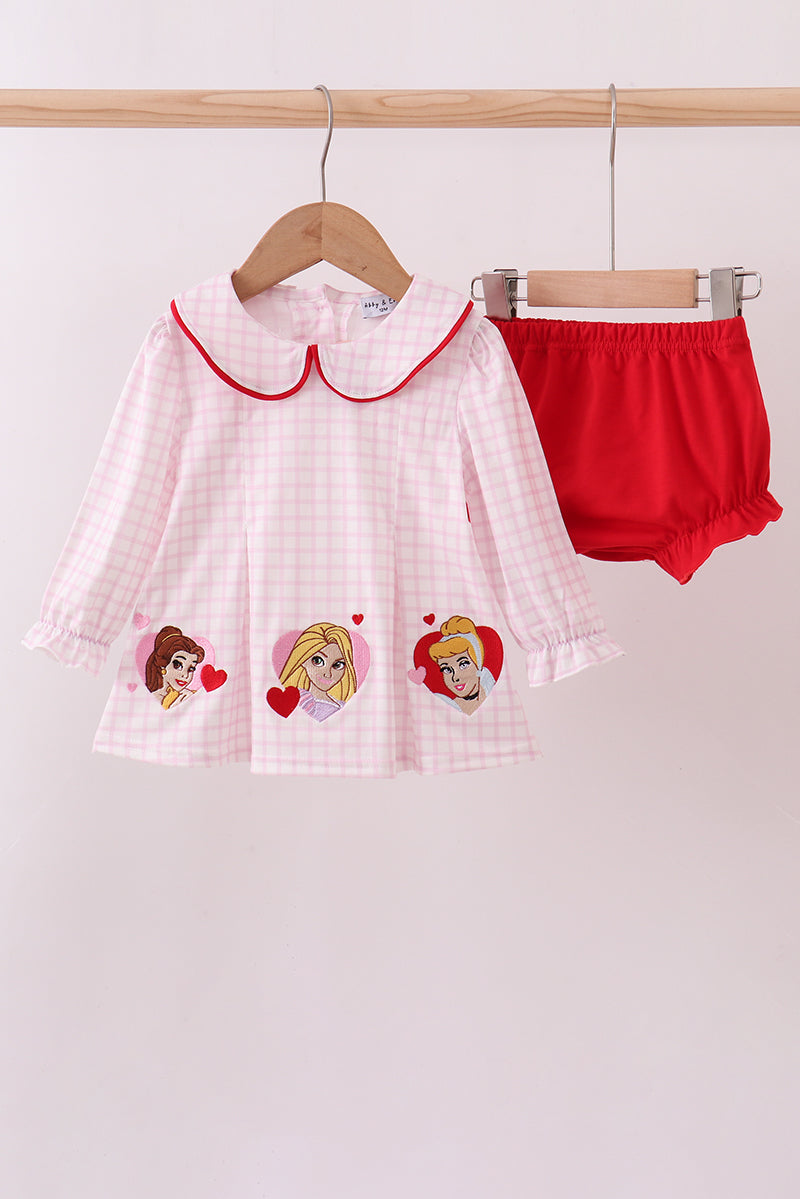 Red princess embroidery bloomer set