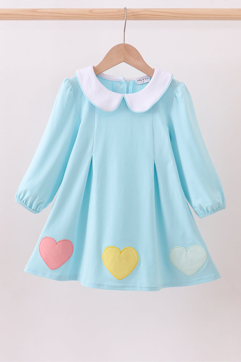 Blue heart applique dress