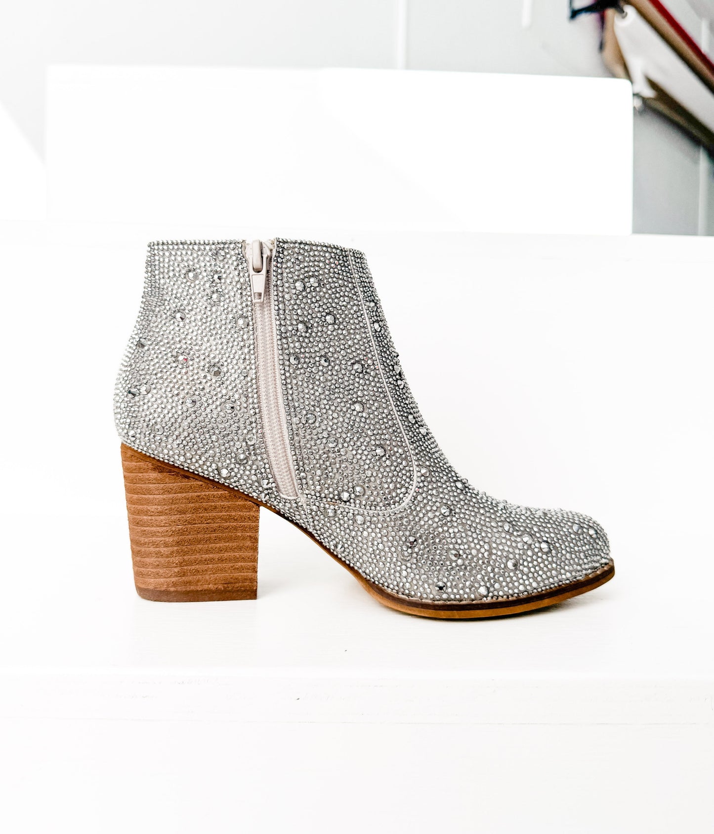 Shine Star Rhinestone Bootie in Silver